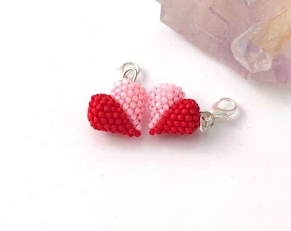 Heart charm in red and rose color
