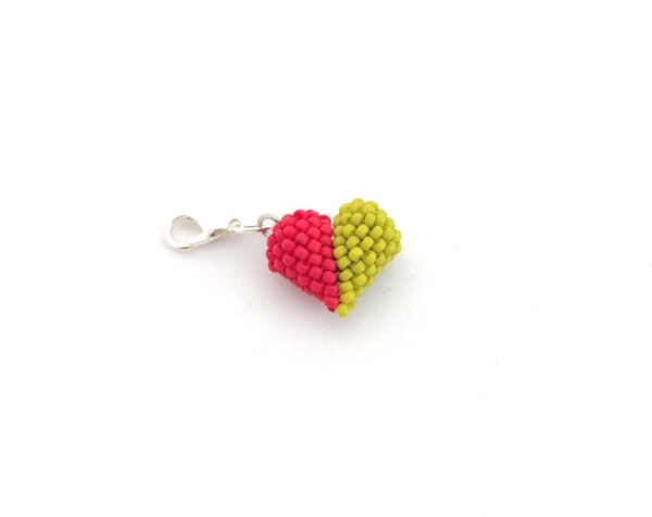 Heart charm in red and apple-green color