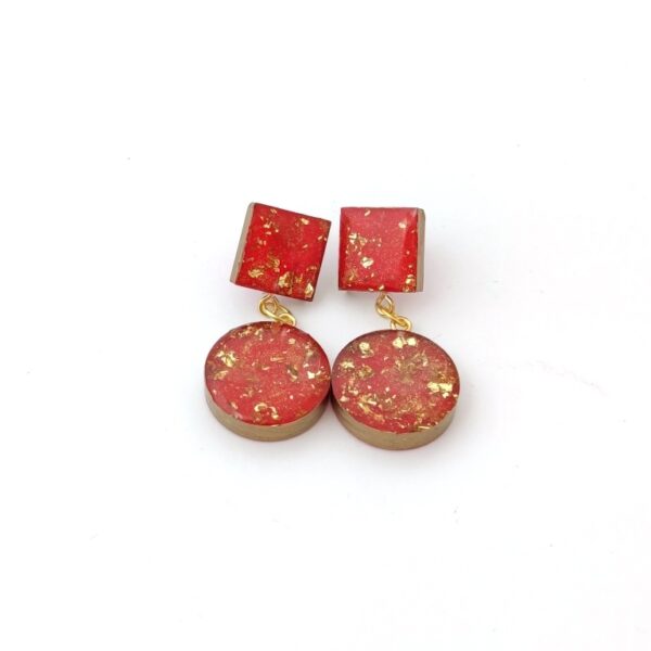 Red-gold, double dangling earrings