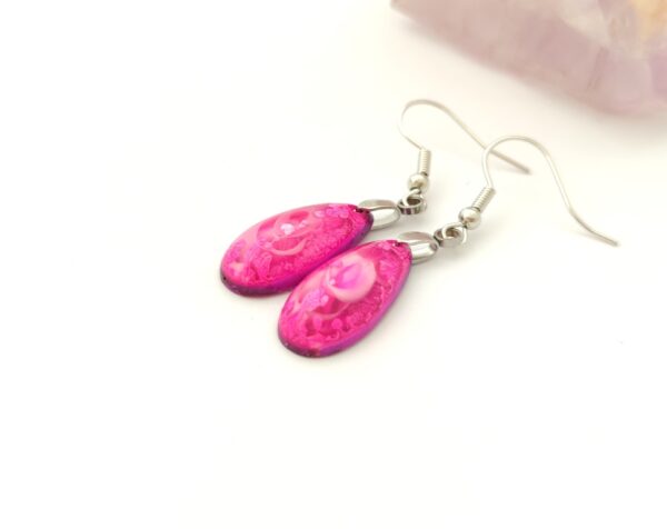 Pink marble, drop resin earrings