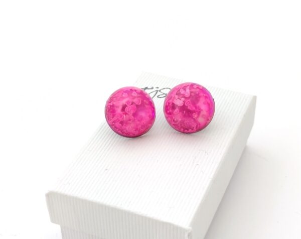 Pink marble, dome resin earrings