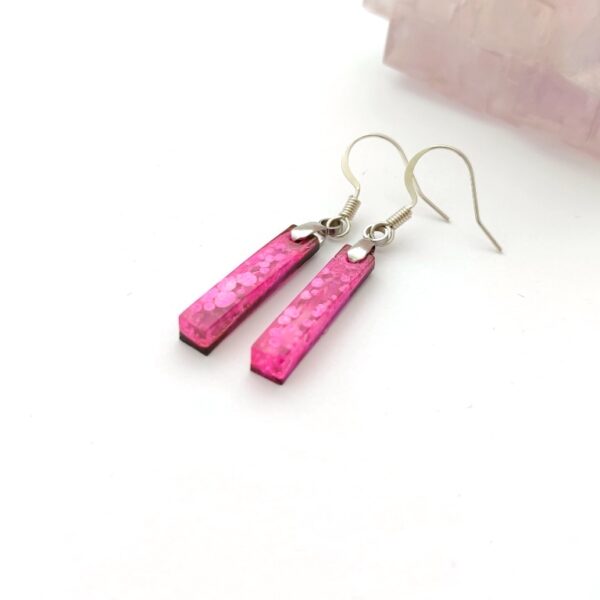 Pink, resin strip earrings