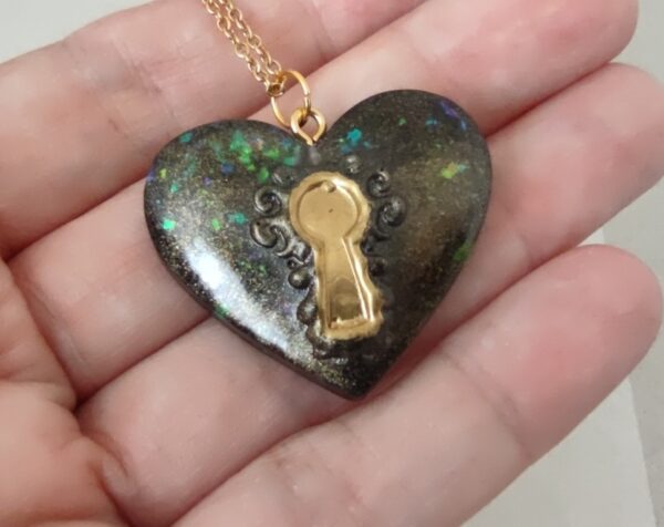Guardian of your heart, resin heart pendant