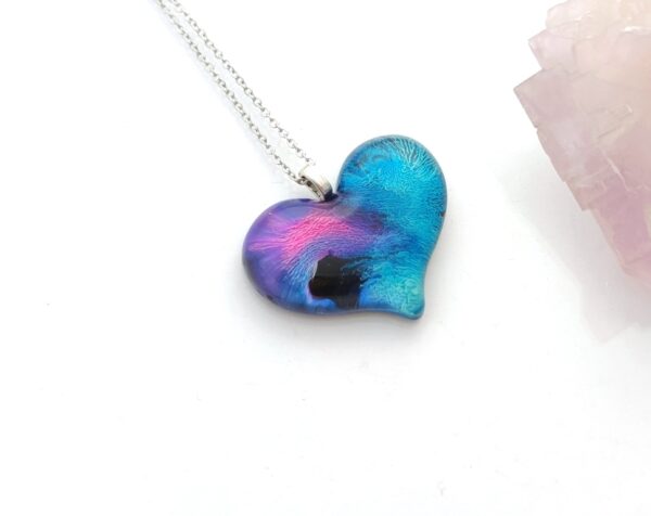 Purple cloud on the sea, resin heart pendant