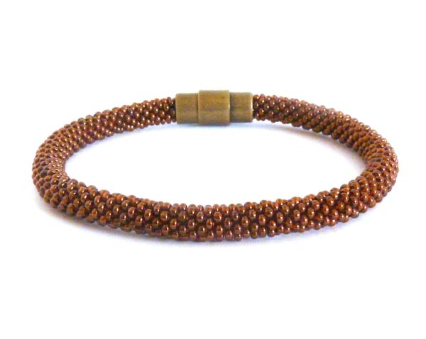 Chocolate bronze beadchroceted bracelet