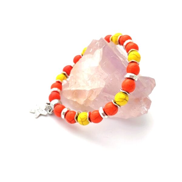 Gemstone bracelet with yellow and orange dyed turquoise beads