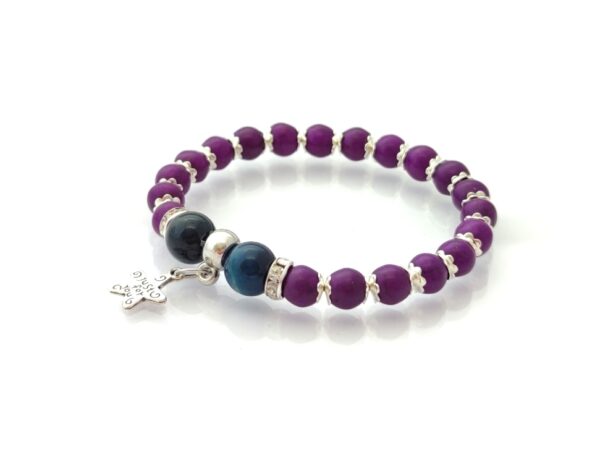 Gemstone bracelet with purple dyed turquoise and agate beads