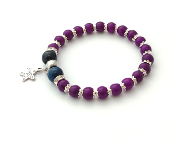 Gemstone bracelet with purple dyed turquoise and agate beads