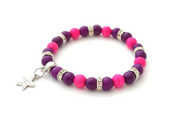 Gemstone bracelet with purple and pink dyed turquoise beads