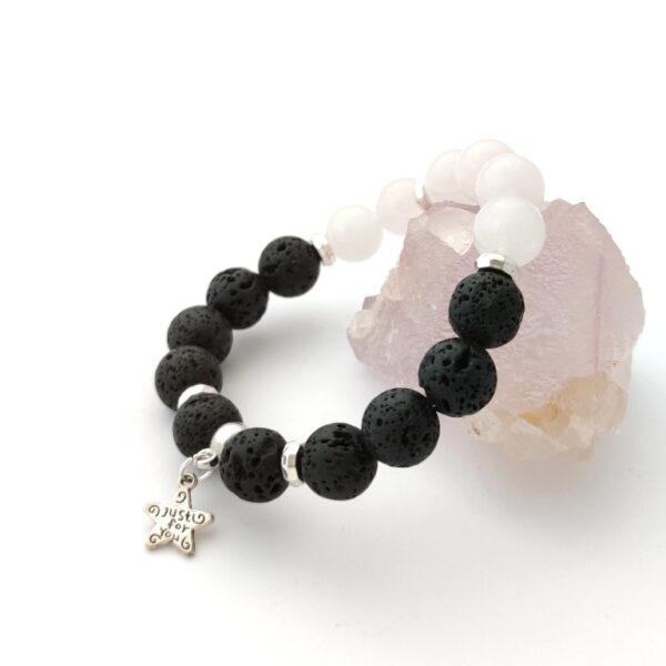 Gemstone bracelet with lava and jade beads