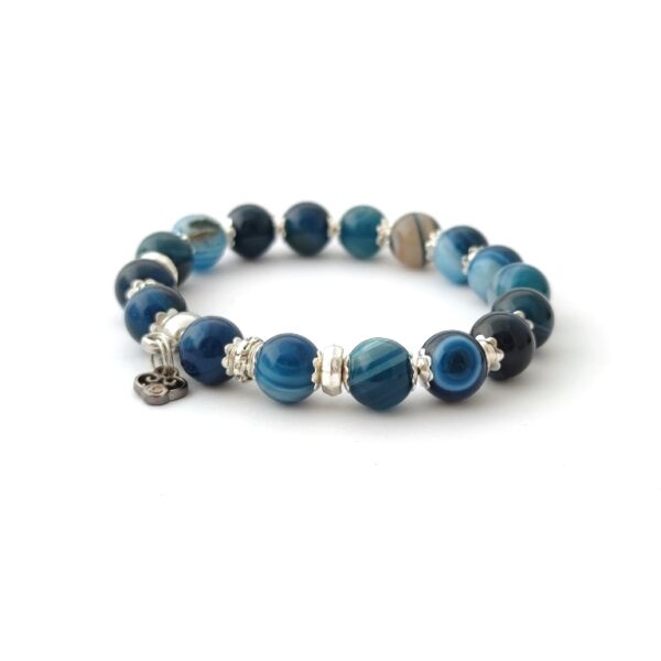 Gemstone bracelet with blue agate beads