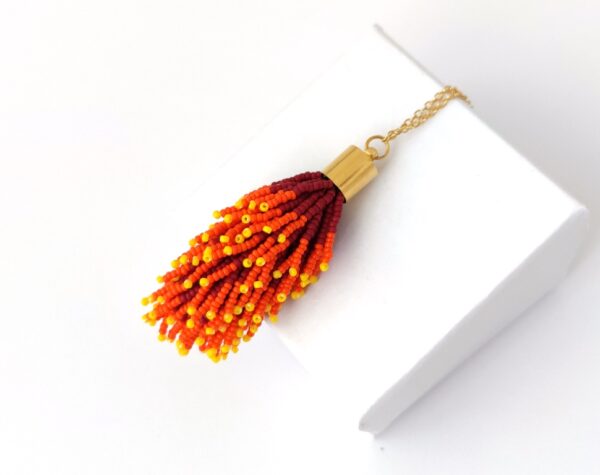 Fire color, beadtassel pendant