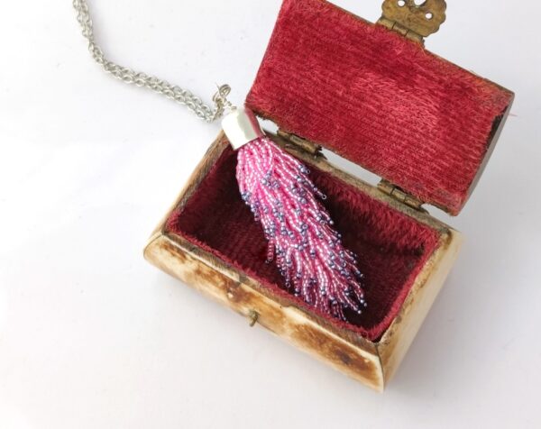 Rose and Very Peri lilac color beadtassel pendant