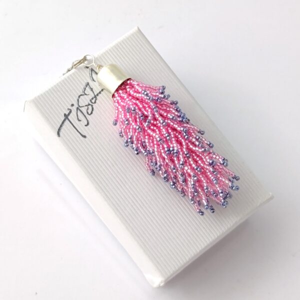 Rose and Very Peri lilac color beadtassel pendant