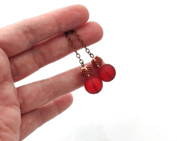 Long earrings with beaded beads