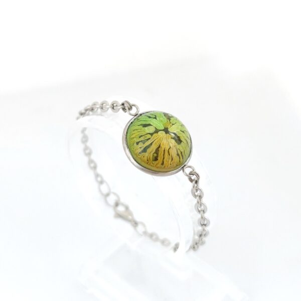 Watermelon, resin dome on stainless steel bracelet