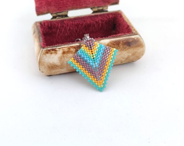 Arrow beaded pendant in rainbow colors