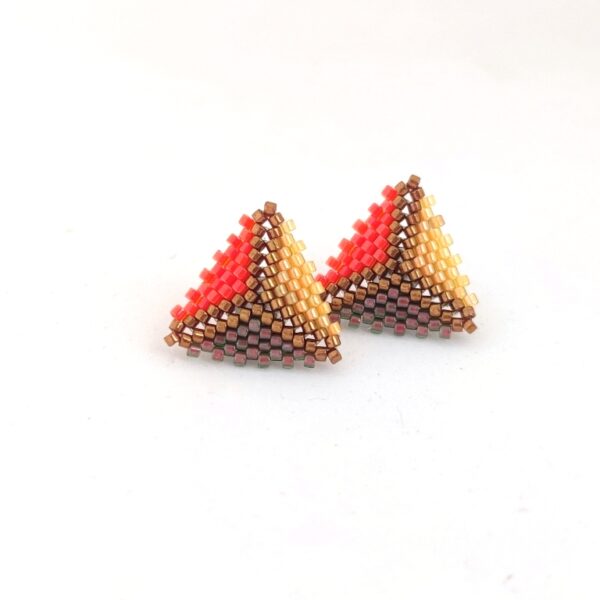 Triangle earrings in bronze and orange colors