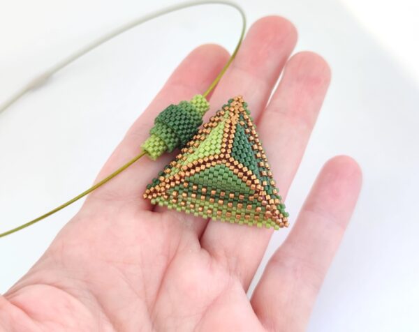 Bronze and green colors triangle pendant