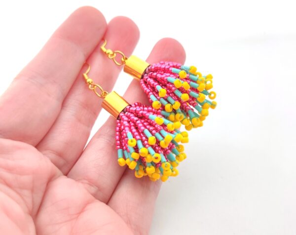 Bright spring color beadtassel earrings