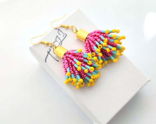 Bright spring color beadtassel earrings