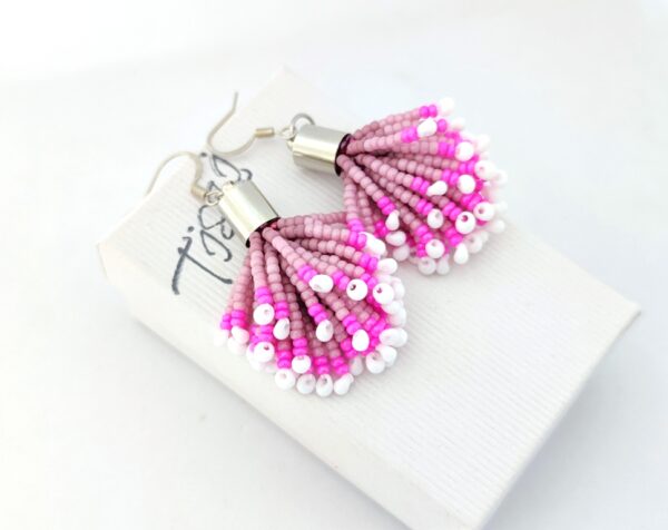 Violet color beadtassel earrings