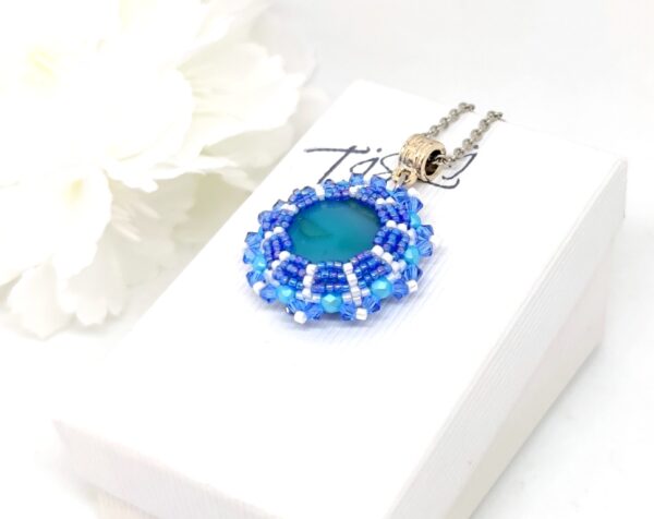 Beaded pendant Alinka in blue colors