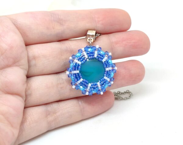 Beaded pendant Alinka in blue colors