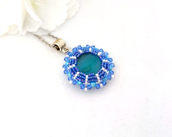 Beaded pendant Alinka in blue colors