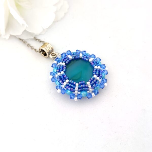 Beaded pendant Alinka in blue colors