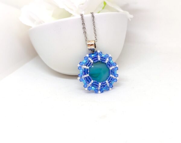 Beaded pendant Alinka in blue colors