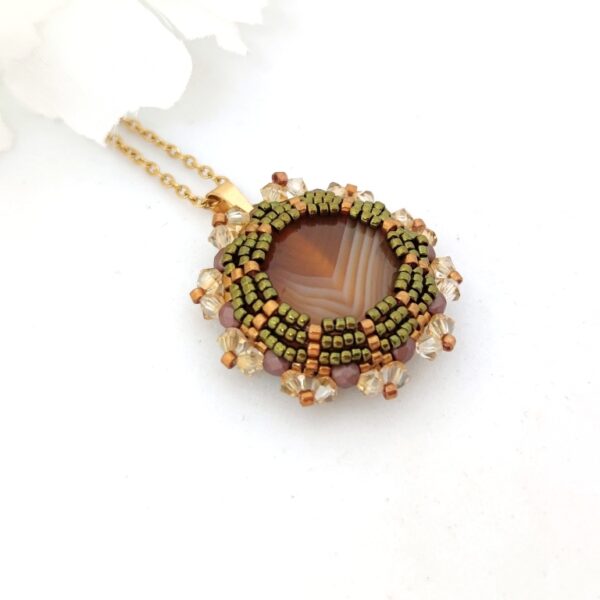 Beaded pendant Alinka in brown colors