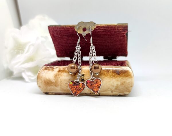 Duet Hearts: Autumn Sparkle & Bronze Pearl Earrings