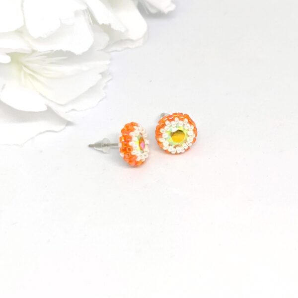 Sparkle Studs: Orange & White