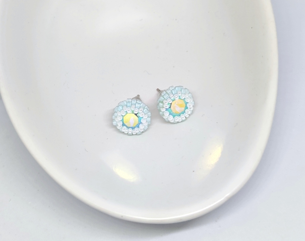 Sparkle Studs: Baby Blue & White