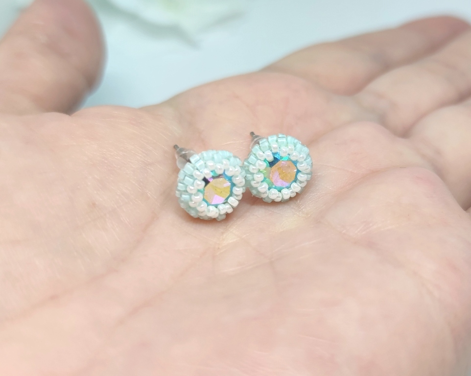 Sparkle Studs: Baby Blue & White