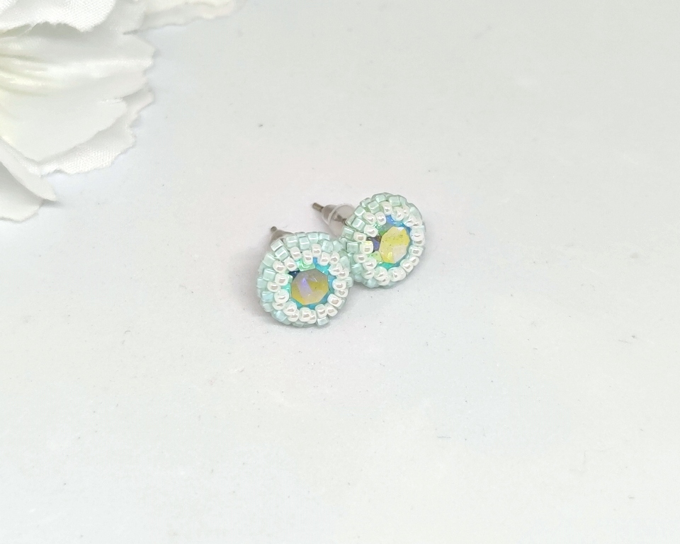 Sparkle Studs: Baby Blue & White