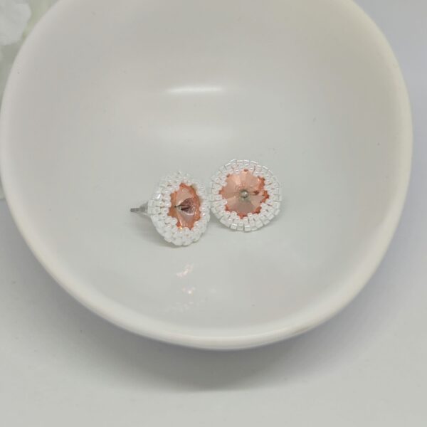 Big Sparkle Studs: Peach & White