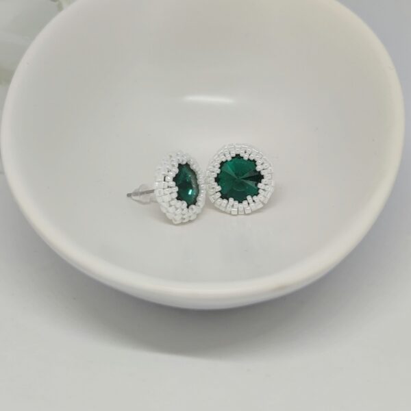 Big Sparkle Studs: Emerald & White