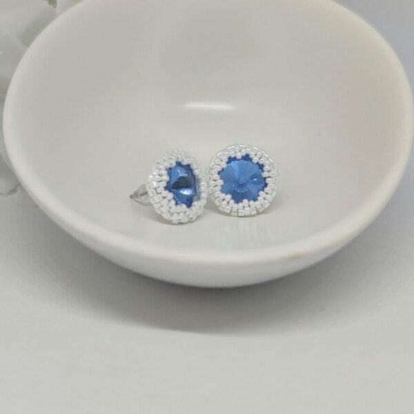 Big Sparkle Studs: Sapphire Blue & White